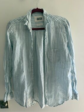 Grayson Women’s Light Blue Stripe Linen Shirt Blouse